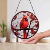 Cardinal Glass Suncatcher Bird Glass Art Cardinal Window Hanging Memorial Suncatcher Cardinal Lover Gift Bird Wall